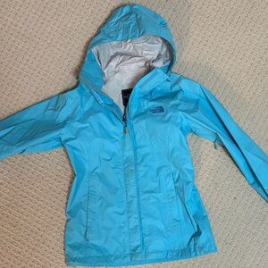 The North Face Light Blue Hooded Windbreaker/rain jacket